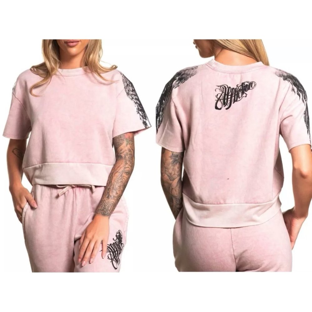 AFFLICTION Women's T-Shirt Sweatshirt AUDRALYN Win - Picture 1 of 6